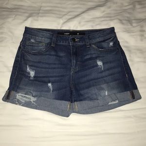 Distressed High Waisted Jean Shorts